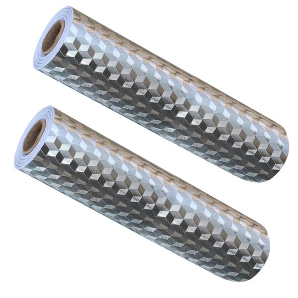 2 Rolls Oil Proof Sticker Self Adhesive Aluminum Silver Foil