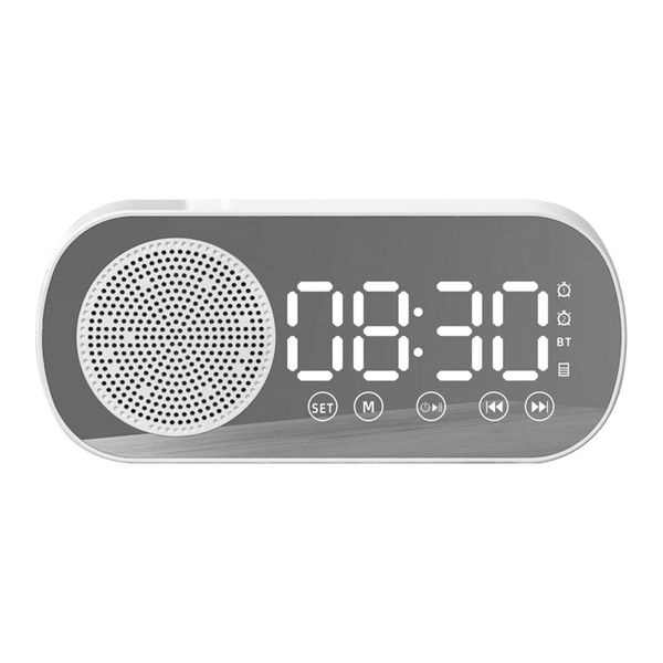 Bluetooth Speaker Clock Multifunctional Smart Mirror Alarm Clock Z7 White