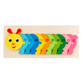 10 Pieces Of Colorful Caterpillar Design Wooden Puzzle Toy | Buy Online ...