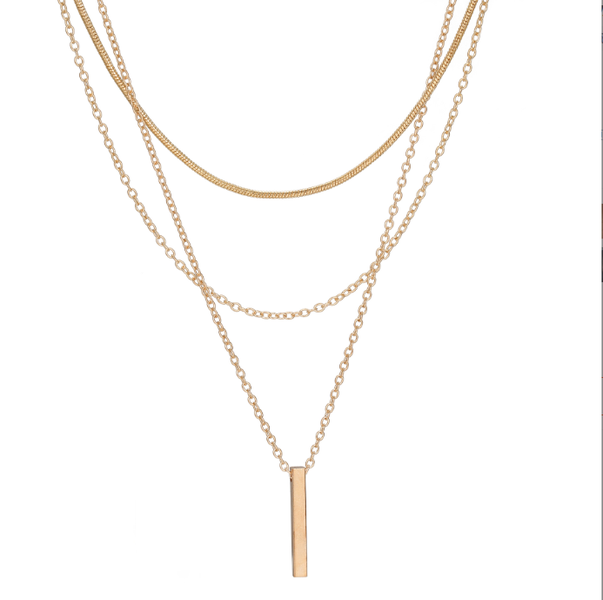 Gold Multi-Layer Long Pendant Choker: Minimalist Luxury Neckline Layering