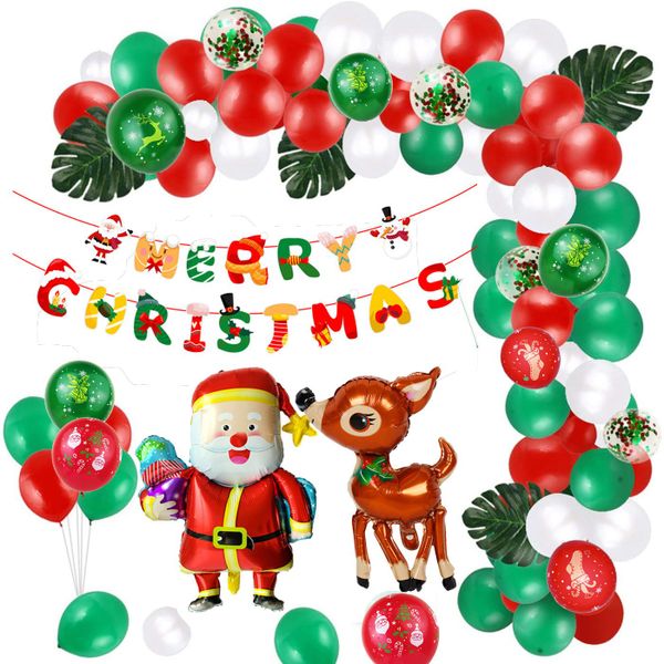 Red Green Latex BalloonsTool Set for Christmas Party Decorations