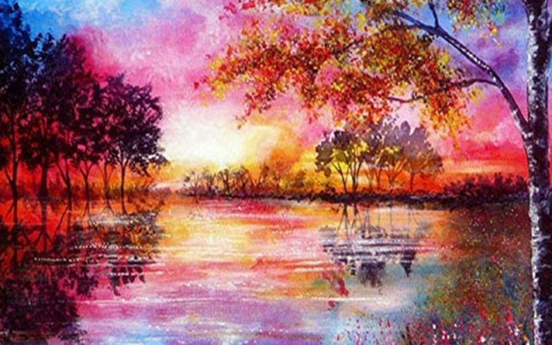 Diamond Painting DIY Full Drill - Colourful lake 50x80cm