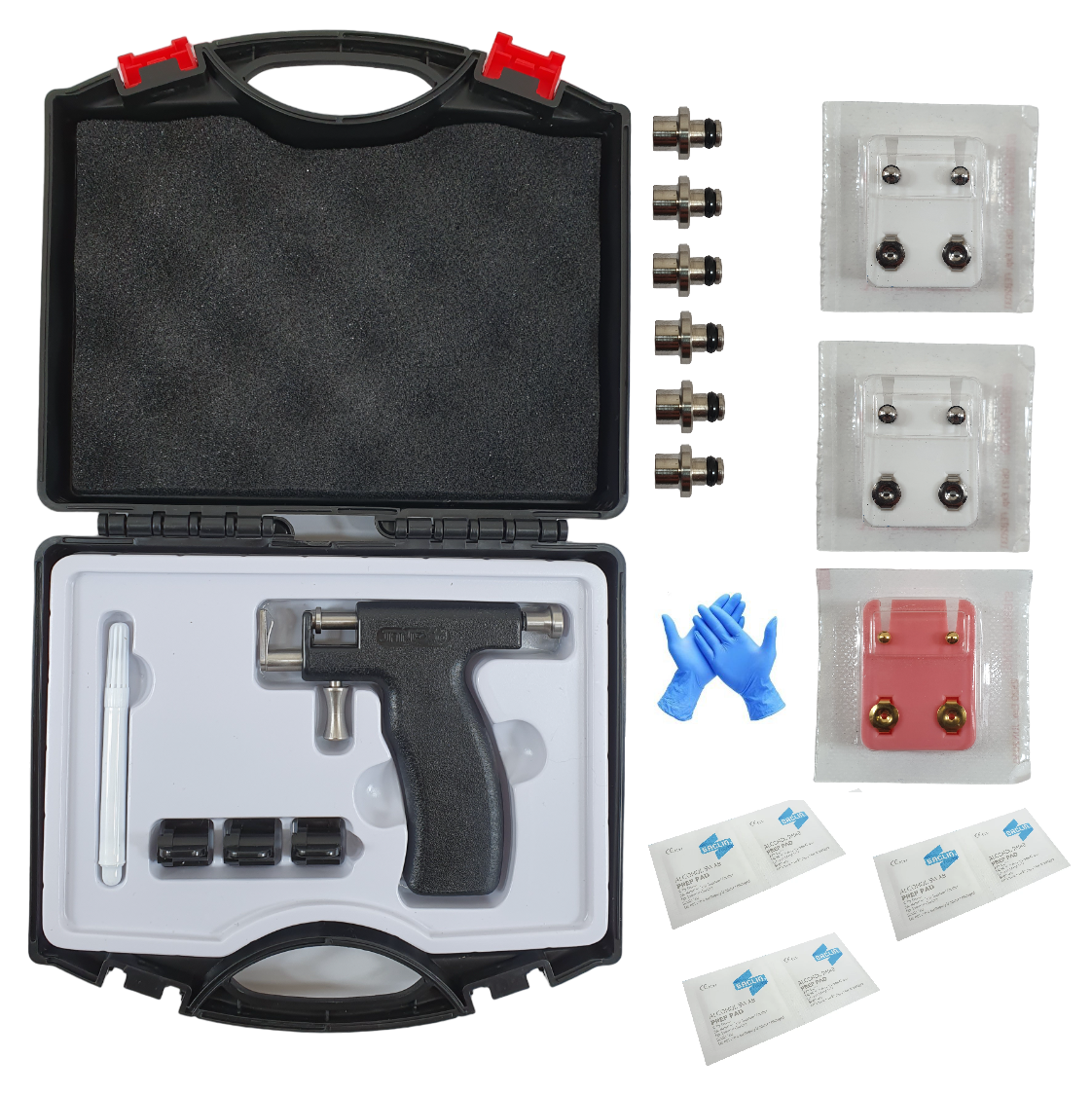 Multi Size Stud Professional Ear and Body Piercing Kit With Studs and