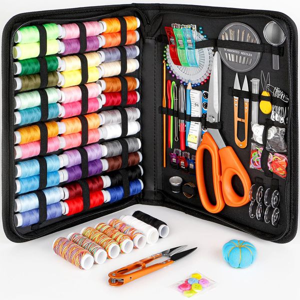 205 Pieces Sewing Kit for Adults, Portable Needle and Thread Kit for Sewing