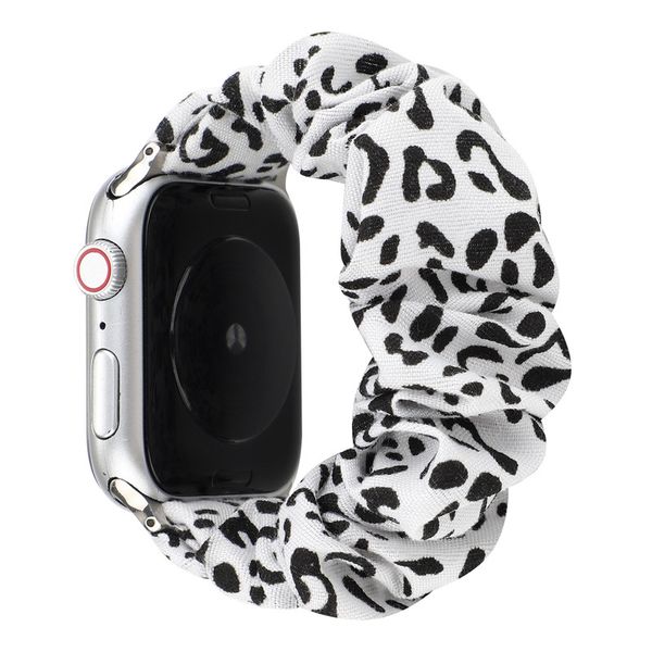 White Black Leopard Scrunchie Band for Apple Watch (38mm/40mm/41mm)