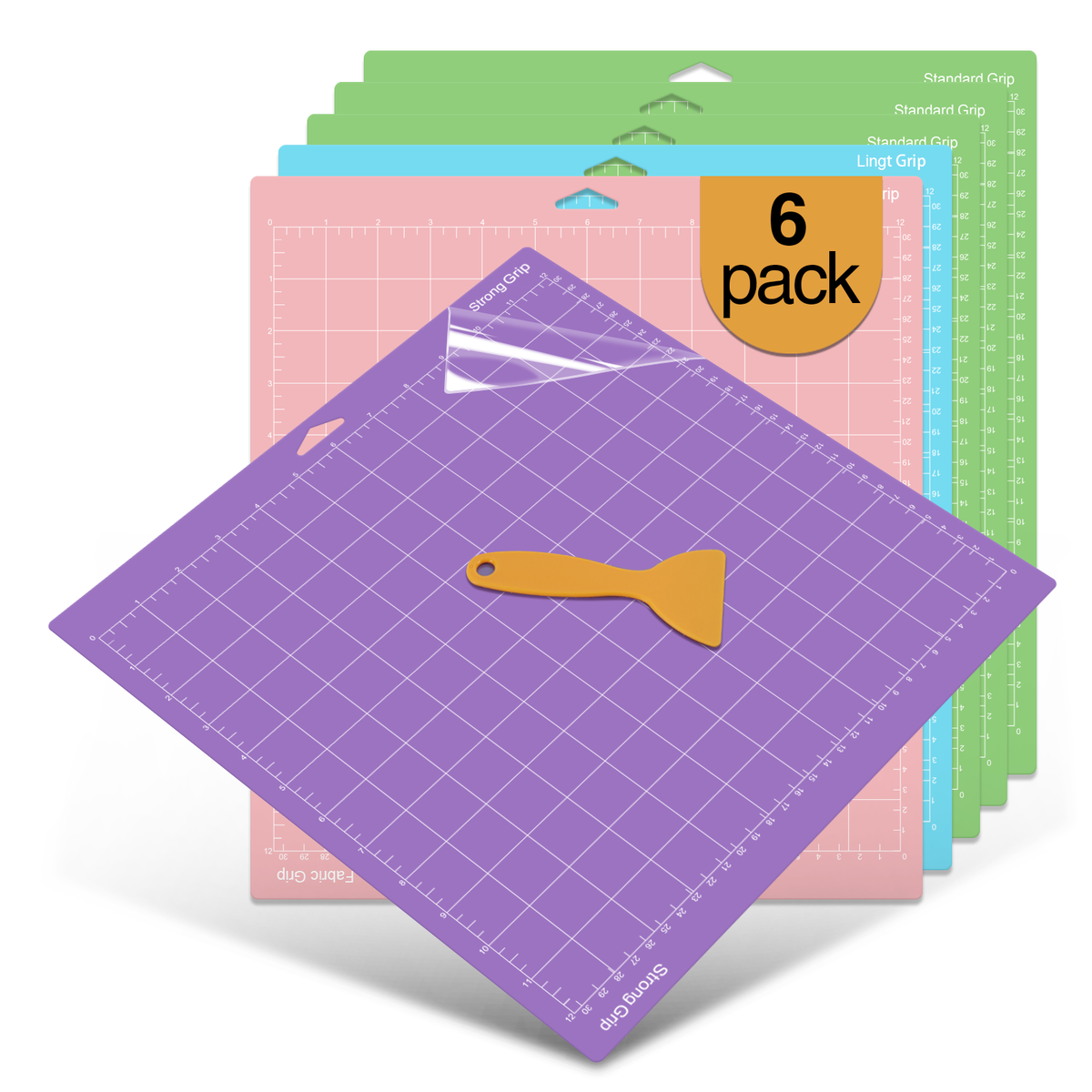 6 Pack Cutting Mat StandardGrip with Scraper for Cricut Explore