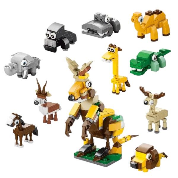 296-Pieces 10-in-1 Wild Animal Building Blocks Set - Multicolor