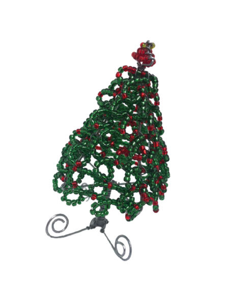 Handmade Beaded Christmas Tree - 2 Pack (10cm Green and Red)