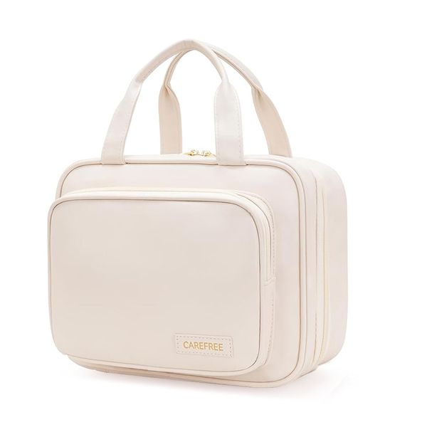 Hanging Travel Toiletry Bag, Waterproof PU Leather Cosmetic Organizer