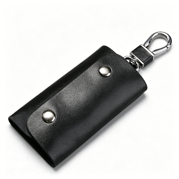 Genuine Cowhide Leather Snap Button Key Pouch Key Holder Wallets