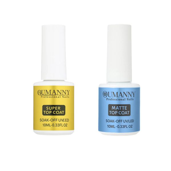 OUMANNY Gel Top Duo - Glossy Shine + Matte Finish Set for Nail Perfection