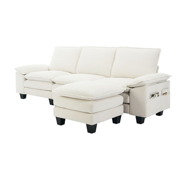 Sectional Sofa Cloud Couch, Modern Comfy Upholstered 3-4Seat
