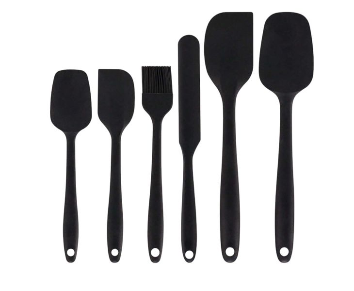 6 Piece - Silicone Kitchen Utensil Set - Black