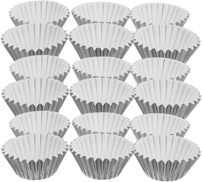 500 Pieces Mini Cupcake Liners Silver Aluminum Foil Muffin Baking Cups