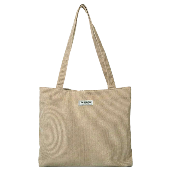 Large Capacity Patch Detail Shoulder Tote Bag - Beige