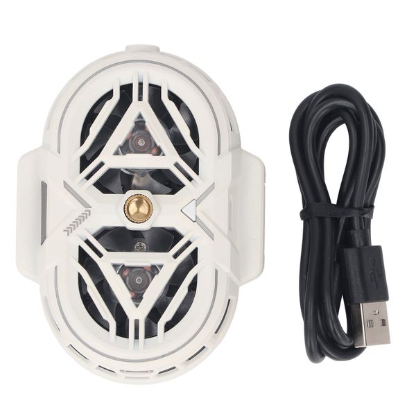 Dual Core Dual Type C 3 - Gear Ultra Quiet Phone Cooler with RGB Lights for Gaming &amp; Live Streaming, White