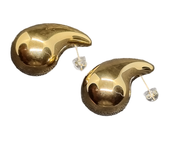 18K Gold Plated Titanium Steel Chunky Tear Drop Earrings