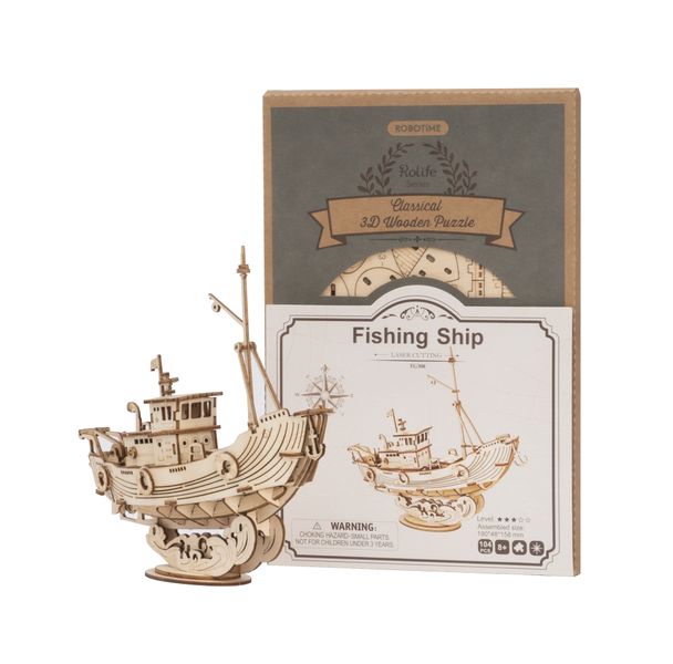 Robotime Fishing Ship Wooden 3D Puzzle - 104 Pieces