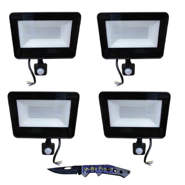Floodlight With Sensor Set Of Four 50W Ausma Floodlight &amp; Pocket Knife