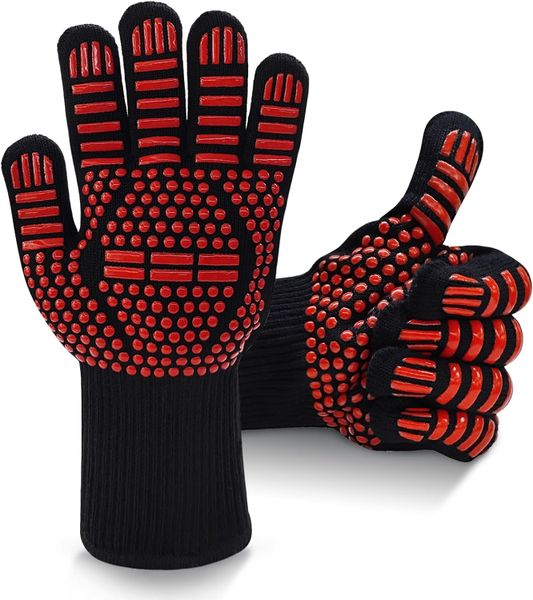 Grill Gloves Heat Resistant Fire Resistant Oven Gloves Silicone Non-Slip