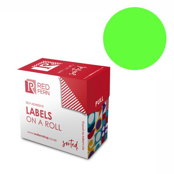 Redfern C25 Colour Code Labels - Fluorescent Green 10's