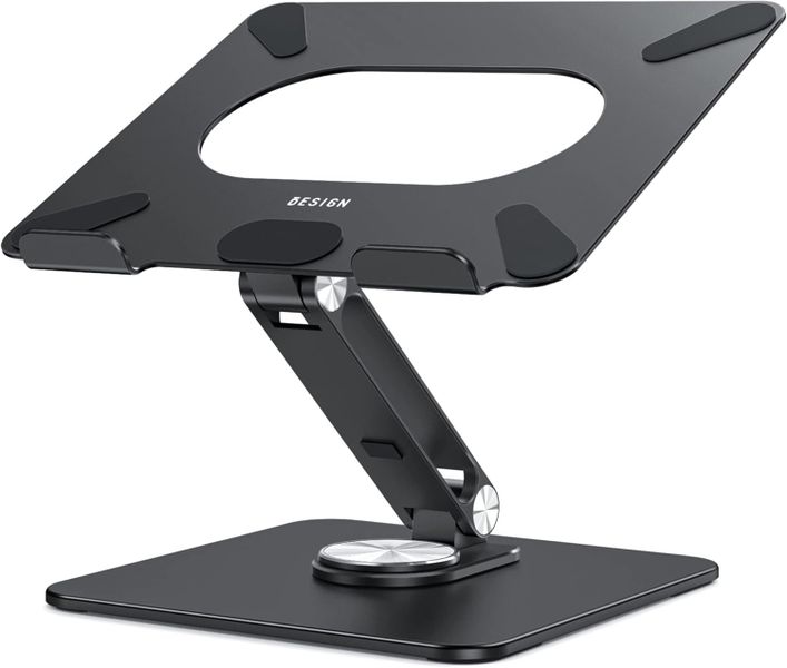 BESIGN Laptop Stand with 360 Rotating Base, Ergonomic Adjustable Notebook