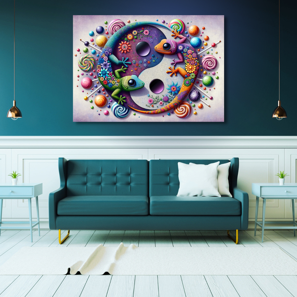 Canvas Wall Art Decor - Gecko Love Artwork