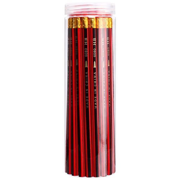 Classic Red HB Pencils with Eraser - Non-Toxic Hexagonal Wooden for Kids