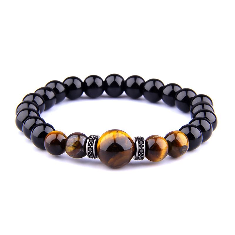 Black Obsidian & Tiger Eye BraceletEvil Eye Protection & Wealth