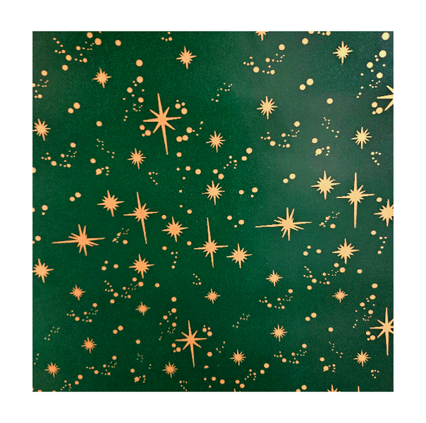 Gold Stars On Green Wrapping Paper - 10m roll