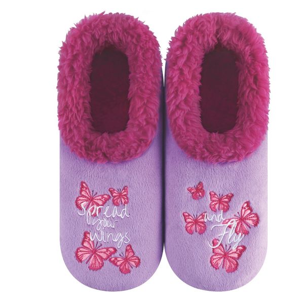 Snoozies Womens Fleece Slippers Spread Your Wings - Soft Non-Slip Sole