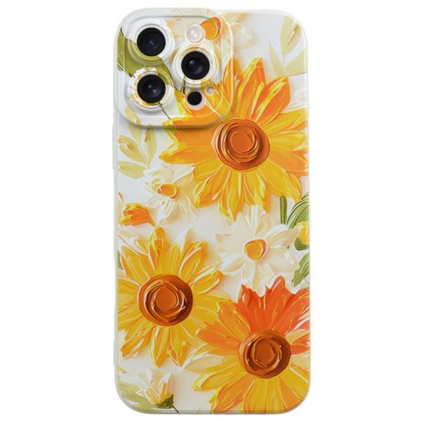 Artistic Sunflower Print Phone Case Compatible With iPhone 16 Pro Max