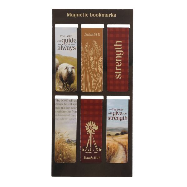 Magnetic Bookmarks - English Farm Scenes with Scripture, Six-Piece Set