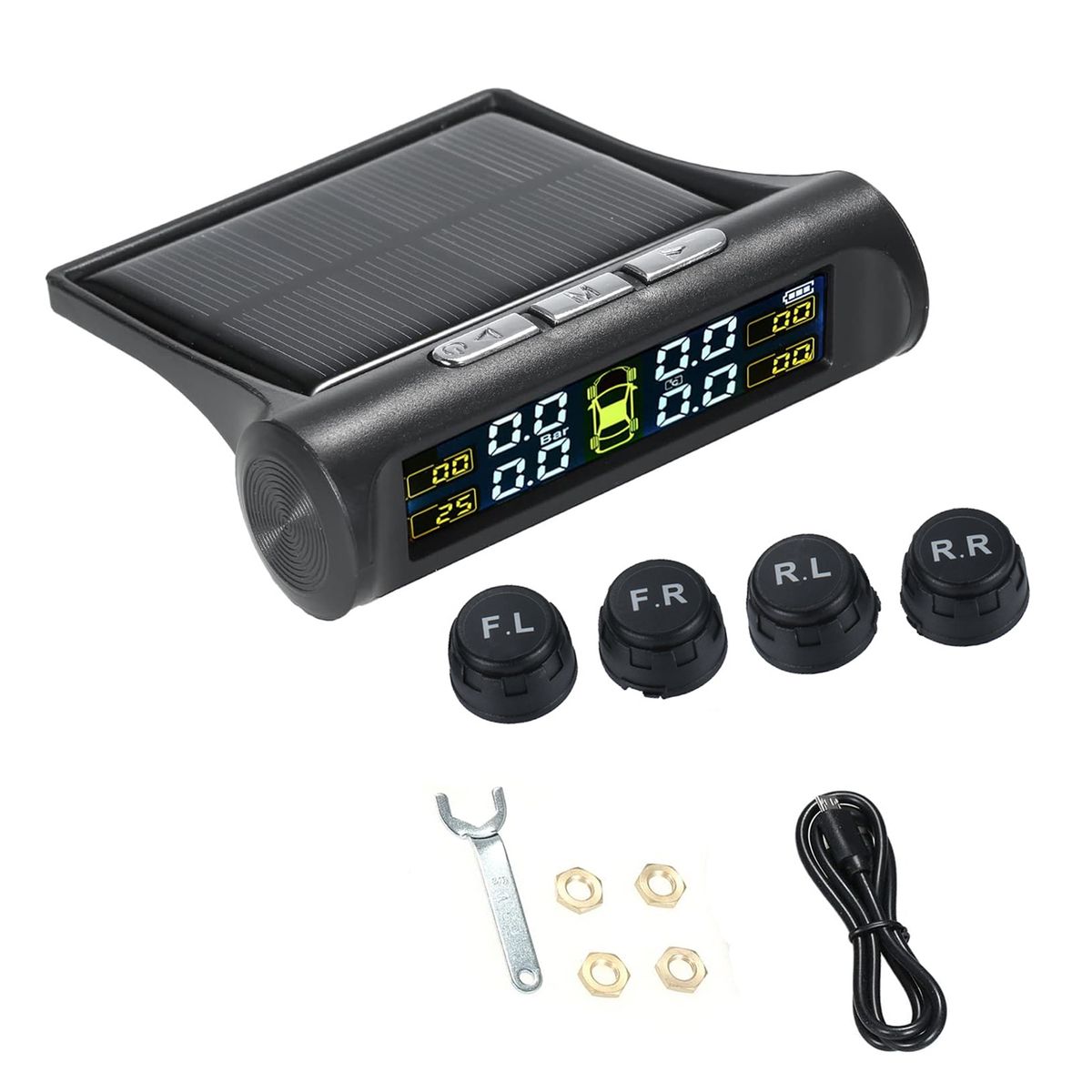 Solar-Charged Tire Pressure Monitoring System (TPMS) with 4 Internal Sensor