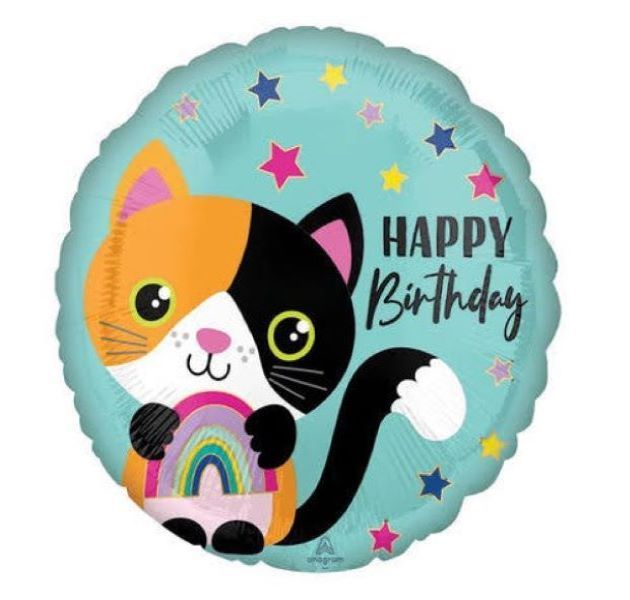 Calico Cat Happy Birthday Foil Balloon