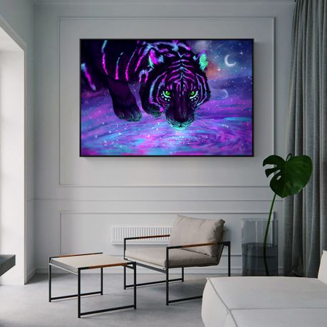 Canvas Art: Modern Abstract Paint - Colorful Lion