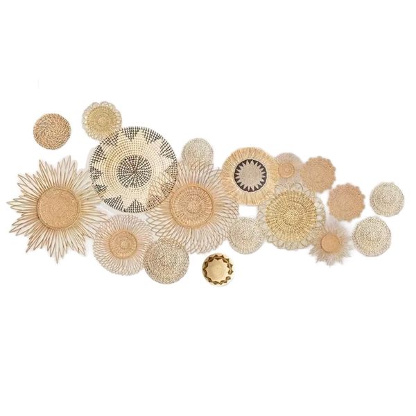 Decor Nordic Woven Round PVC Wall Stickers set of 2 (30cm x 90cm)