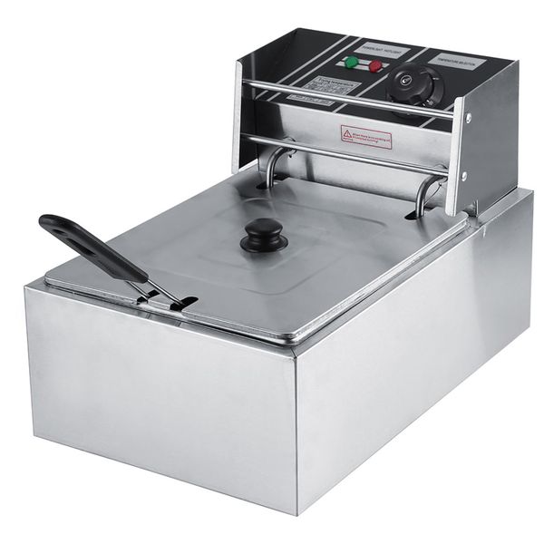 6L Stainless Steel Electric Deep Fryer Single Tank Commercial EU Plug 2.5KW