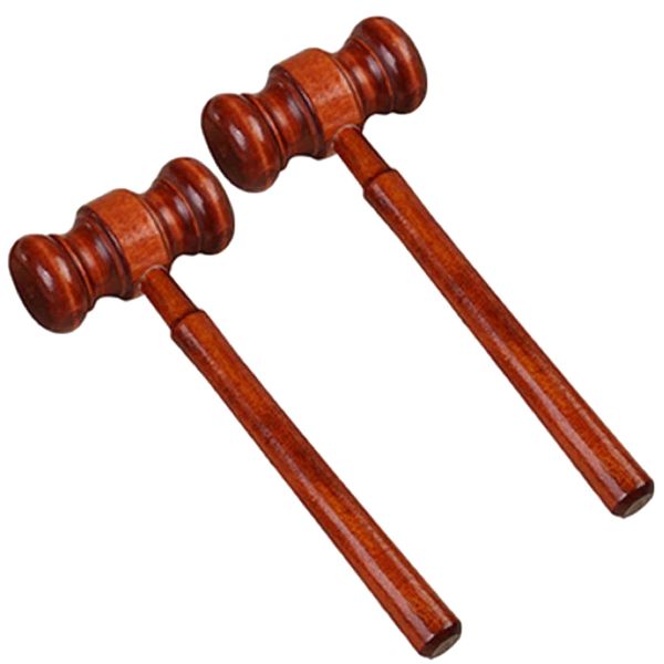 Decor Handmade Mini Wooden Gavel/Judge Hammers Set of 2 - 17cm