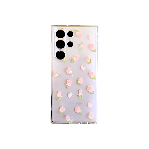 Clear - Phone Case with Multi Pink Roses &amp; Pro Cam - Samsung S23 Ultra