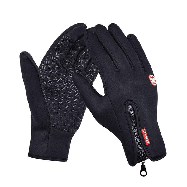 Outdoor Sports Winter Touchscreen Gloves, Waterproof Cycling Gloves, Black
