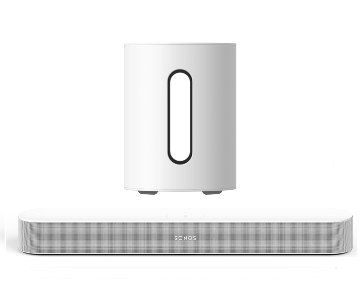 Sonos Beam(Gen 2) Soundbar with Sonos Sub Mini Entertainment Set - White