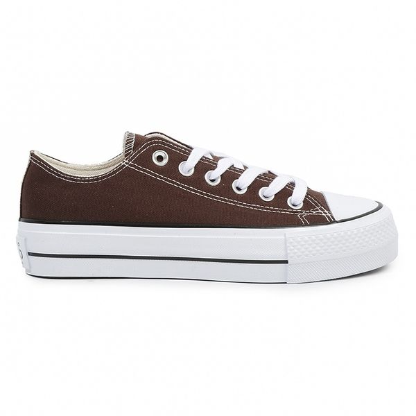 EKKO Women's Retro Platform Canvas Lo Sneakers - Coffee