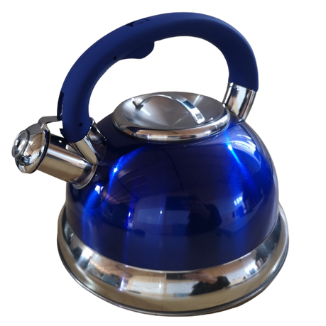 Navaris Whistling Stove Top Kettle - 3L (3.2 QT) Stovetop Kettle for  Induction Hob or Ceramic Hob - Stainless Steel Kettle for Boiling Water -  Blue