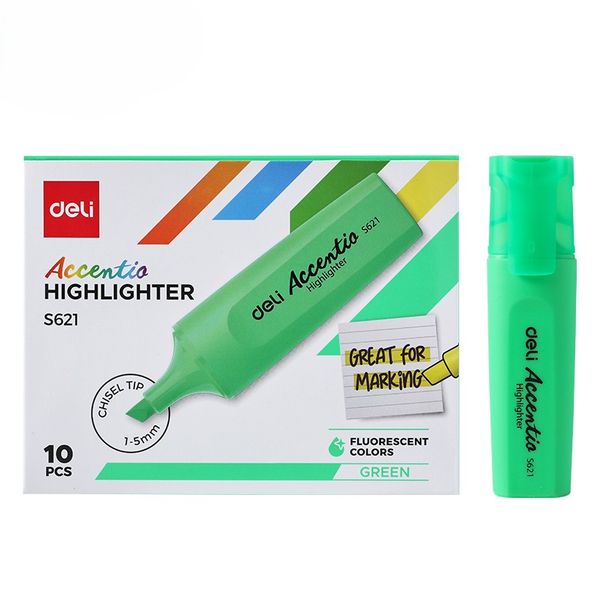 DELI Highlighters Box-10pcs Green