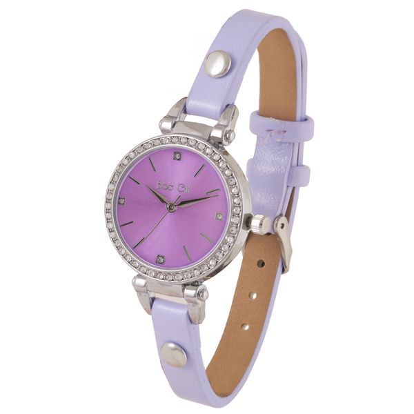 Bad Girl Buckle Stones PU Watch - Lilac &amp; Silver