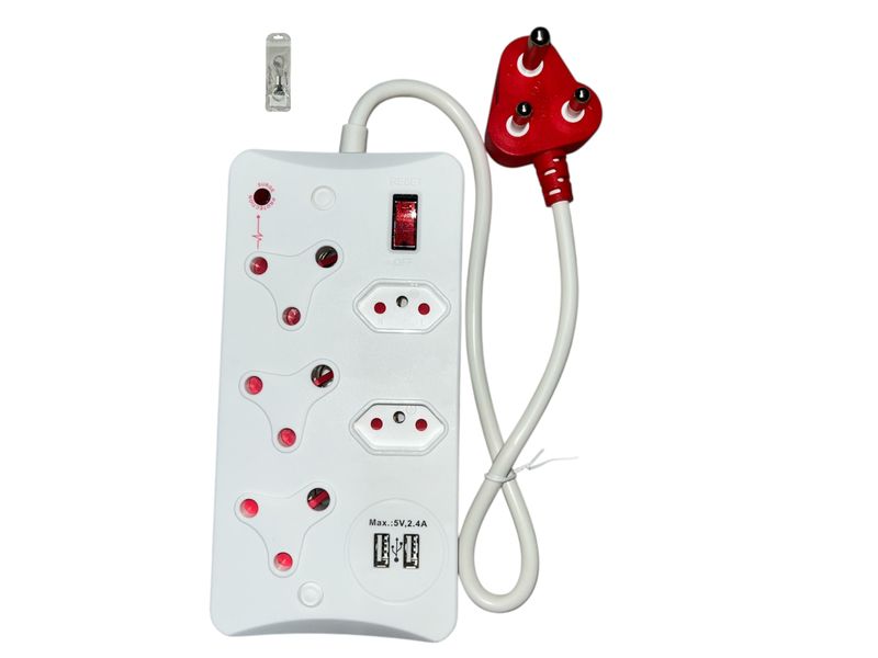 5 Way Multiplug with 2 USB Ports, Surge Protected
