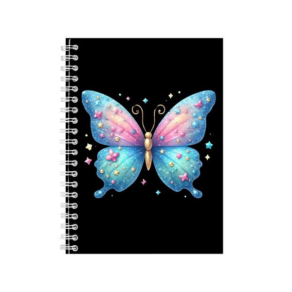 Blue Pink A5 Notebook Spiral Lined Notepad Glitt image
