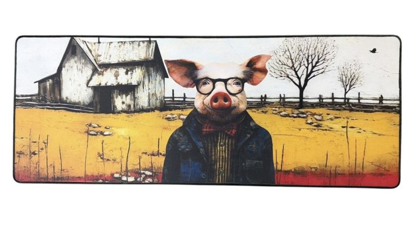 Versatile Desk/Kitchen/Bar Mat - Broadcasting Pig on Farm