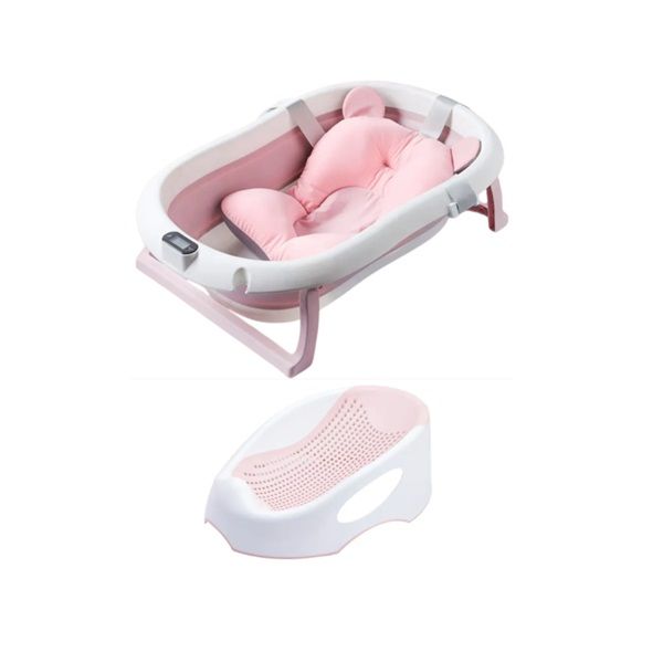 Baby Foldable Bathtub With Bath Bed Bath Basin Stand-Blue